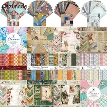 Chzimade 12Sheets Vintage Flower Scrapbooking Material Paper Pads Art Background 6x6