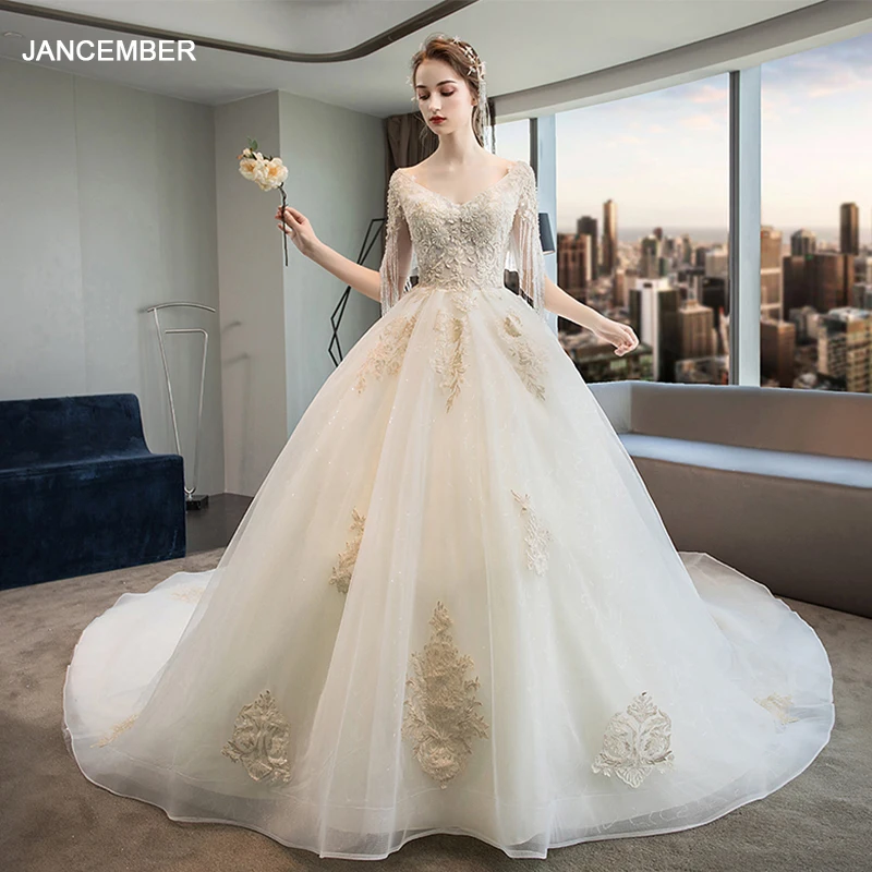 JKM049 Vestido De Noiva Elegant Lace Wedding Dress Ball Gown Floor Length Crystal Wedding Gowns Robe De Mariage 2020 Real Photo
JKM049 Vestido De Noiva Elegant Lace Wedding Dress Ball Gown Floor Length Crystal Wedding Gowns Robe De Mariage 2020 Real Photo