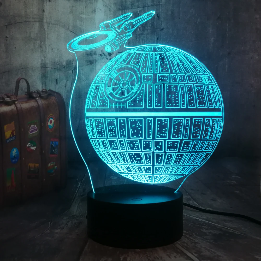 Звездные войны Звезда смерти космический корабль Новинка 3D светодиодный ночной
