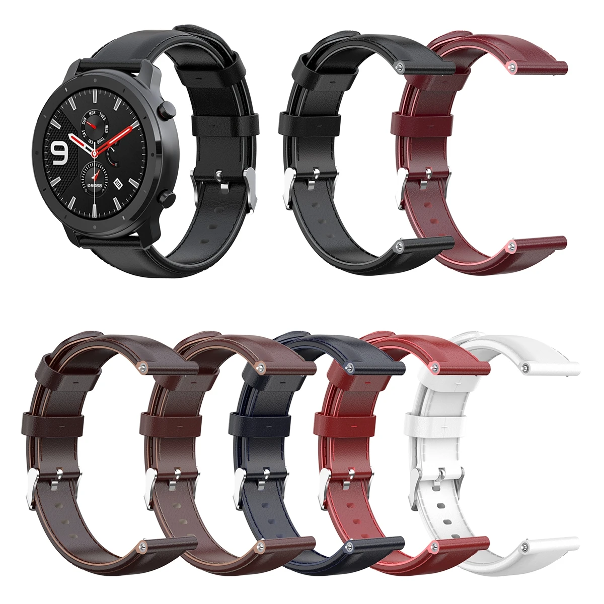 Amazfit gtr ремешок для часов GTR Band 47 мм из натуральной воловьей кожи 42 браслет Huami