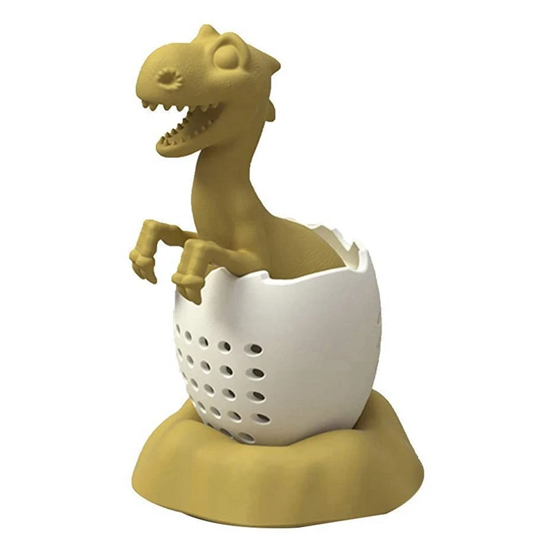 2X Tea Infuser Dinosaur &amp Eggshell Filter Diffuser Loose Silicone Strainer Yellow Green | Дом и сад