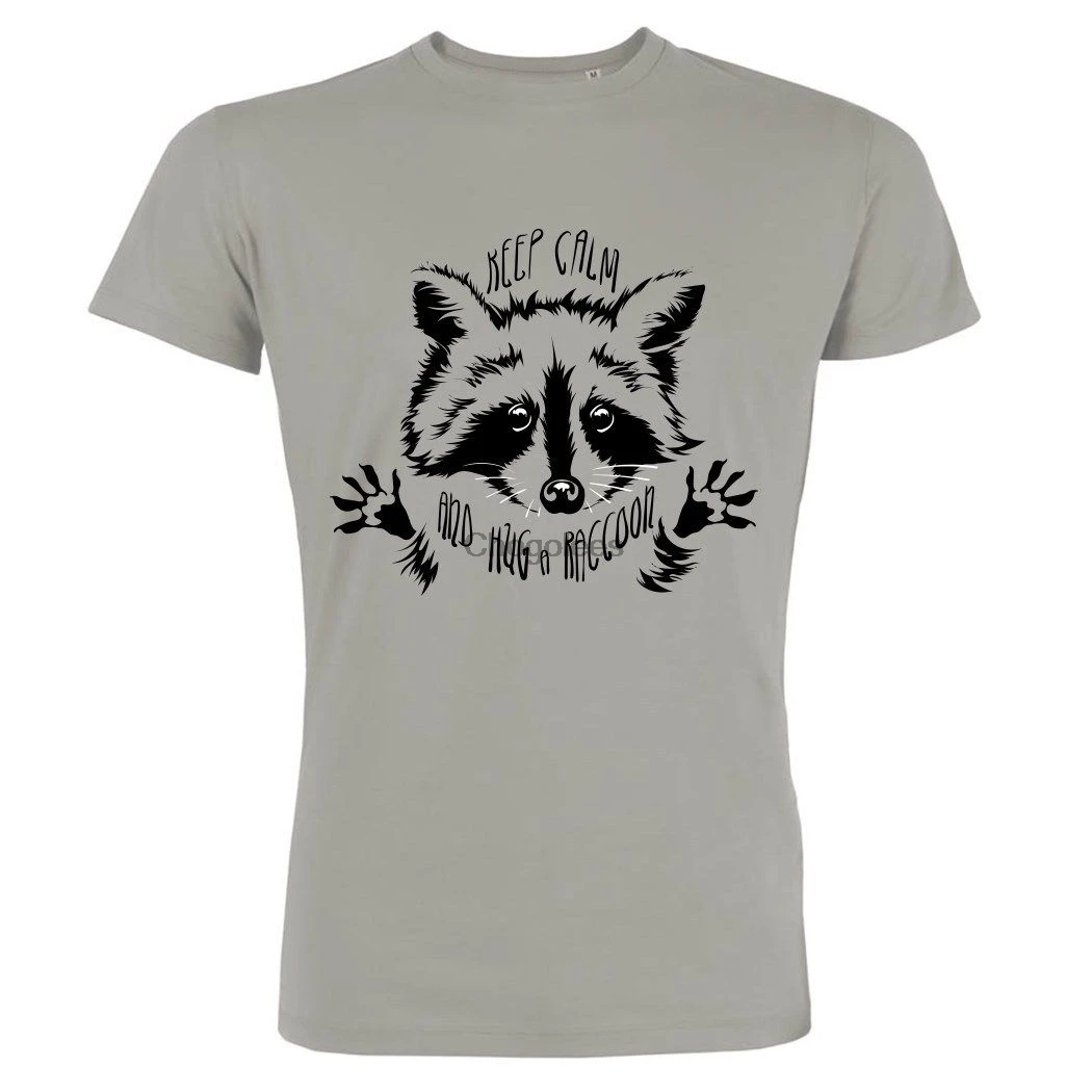 Мужская футболка Uomo с опалом и надписью Keep Calm Hug a Raccoon | одежда