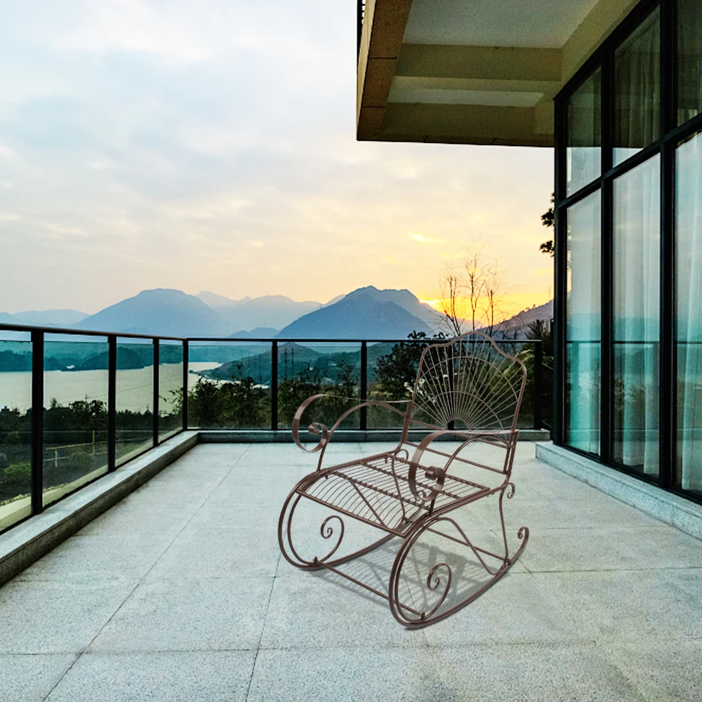 Iron Wire Single Rocking Chair Dark Brown Garden or Living Room chair
Iron Wire Single Rocking Chair Dark Brown Garden or Living Room chair