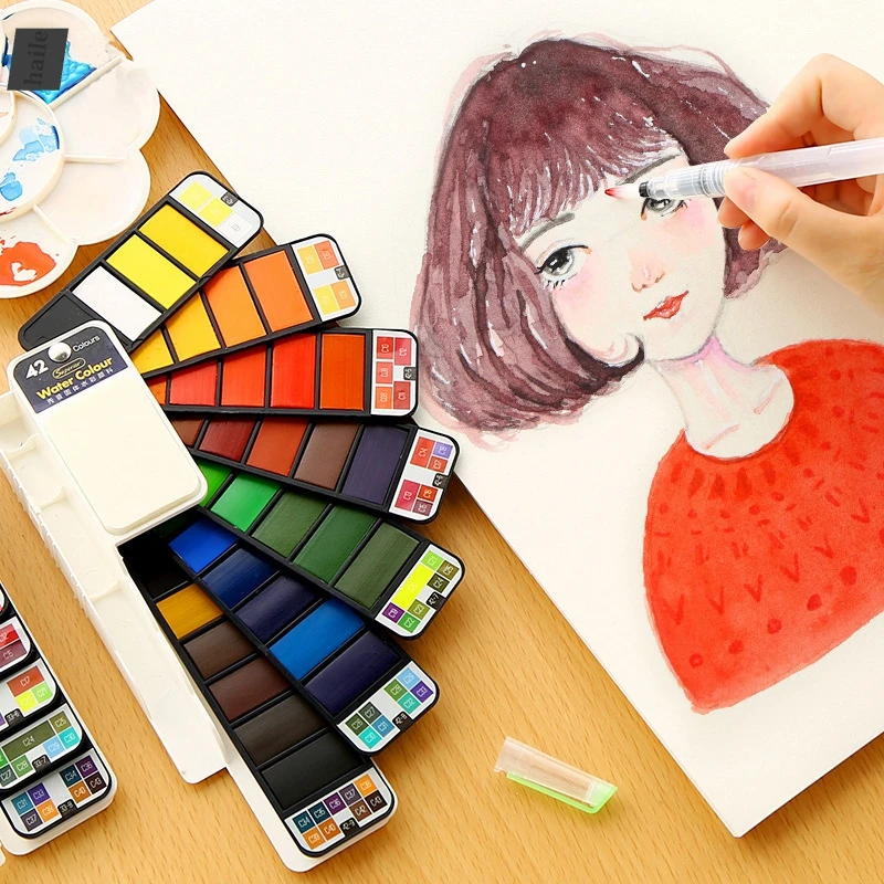 Haile 12-48Colors Solid Watercolor Paint pen Set With Water Brush Portable Water Pigment Pen,for Beginner Student Art Supplies
Haile 12-48Colors Solid Watercolor Paint pen Set With Water Brush Portable Water Pigment Pen,for Beginner Student Art Supplies
