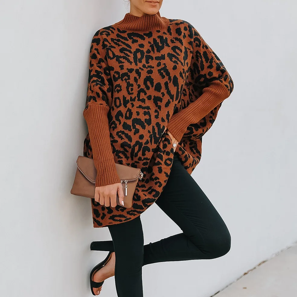 Women's Casual Leopard Print Long-Sleeve Half-High Round Neck Knitted Oversized Pullover Tops
Women's Casual Leopard Print Long-Sleeve Half-High Round Neck Knitted Oversized Pullover Tops
