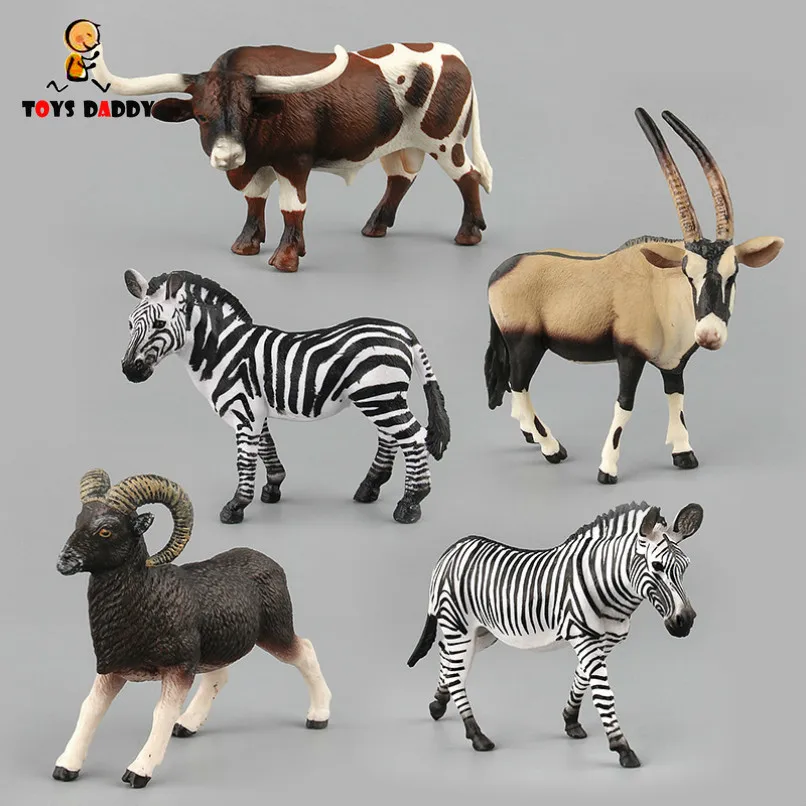 Фото Африканские Дикие животные модель игрушки Антилопа моделирование Longhorn Bison ПВХ