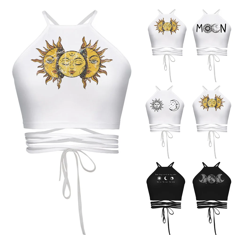 Streetwear Womens Sexy Backless Print Vest Lace Up Sleeveless Strappy Summer Beach Sling Tube Tops Camis 
Streetwear Womens Sexy Backless Print Vest Lace Up Sleeveless Strappy Summer Beach Sling Tube Tops Camis