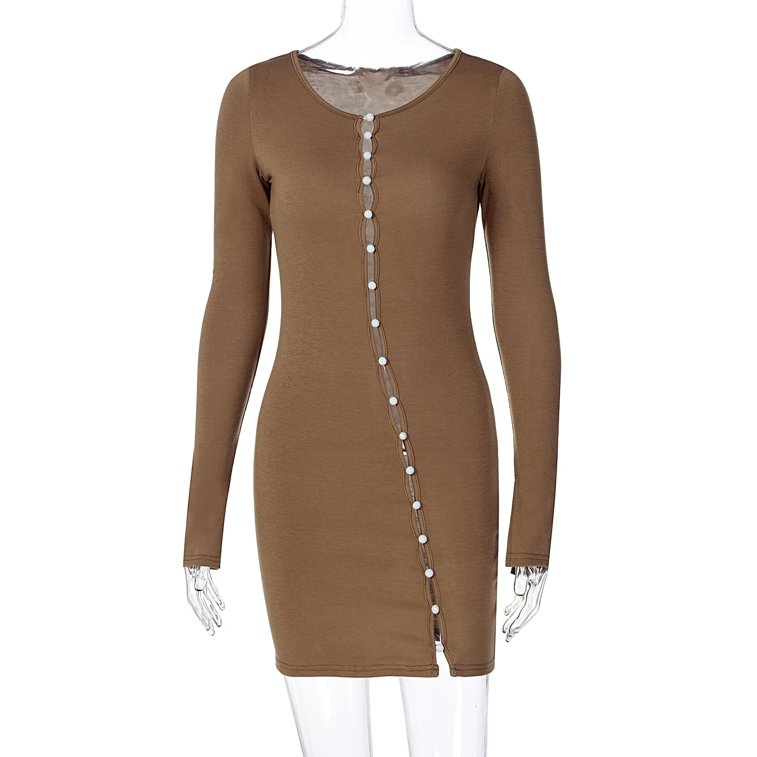 Womens Slim Fit Dress Sexy Crew Neck Solid Color Long Sleeve Baggy Cuff Diagonal Button Short Skirt 
Womens Slim Fit Dress Sexy Crew Neck Solid Color Long Sleeve Baggy Cuff Diagonal Button Short Skirt