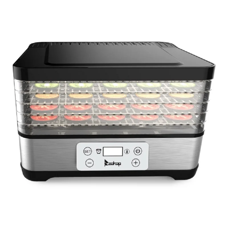 ZOKOP Large Capacity Food Drying With 5pcs Movable Trays, Temperature Time Adjustable For Fruit Meat Jerky Herbs Dehydration
ZOKOP Large Capacity Food Drying With 5pcs Movable Trays, Temperature Time Adjustable For Fruit Meat Jerky Herbs Dehydration