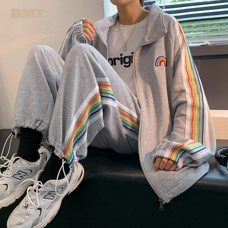 2021 Korean Fashion Couple Sports Suit Unisex Streetwear Hip Hop Tracksuit Colorful Striped Sportswear Kpop Plus Size Clothes
2021 Korean Fashion Couple Sports Suit Unisex Streetwear Hip Hop Tracksuit Colorful Striped Sportswear Kpop Plus Size Clothes