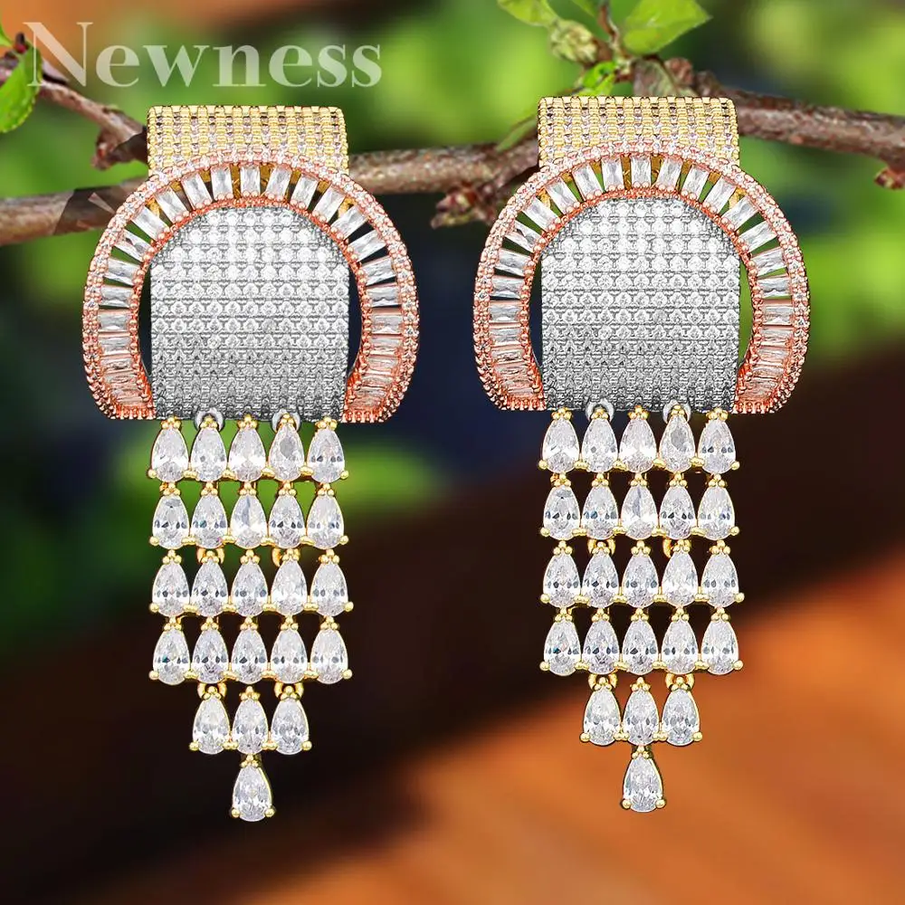 Newness Luxury Geometric Tassels Cubic Zirconia Statement Big Hoop Earrings For Women Wedding DUBAI Bridal Round Earrings
Newness Luxury Geometric Tassels Cubic Zirconia Statement Big Hoop Earrings For Women Wedding DUBAI Bridal Round Earrings