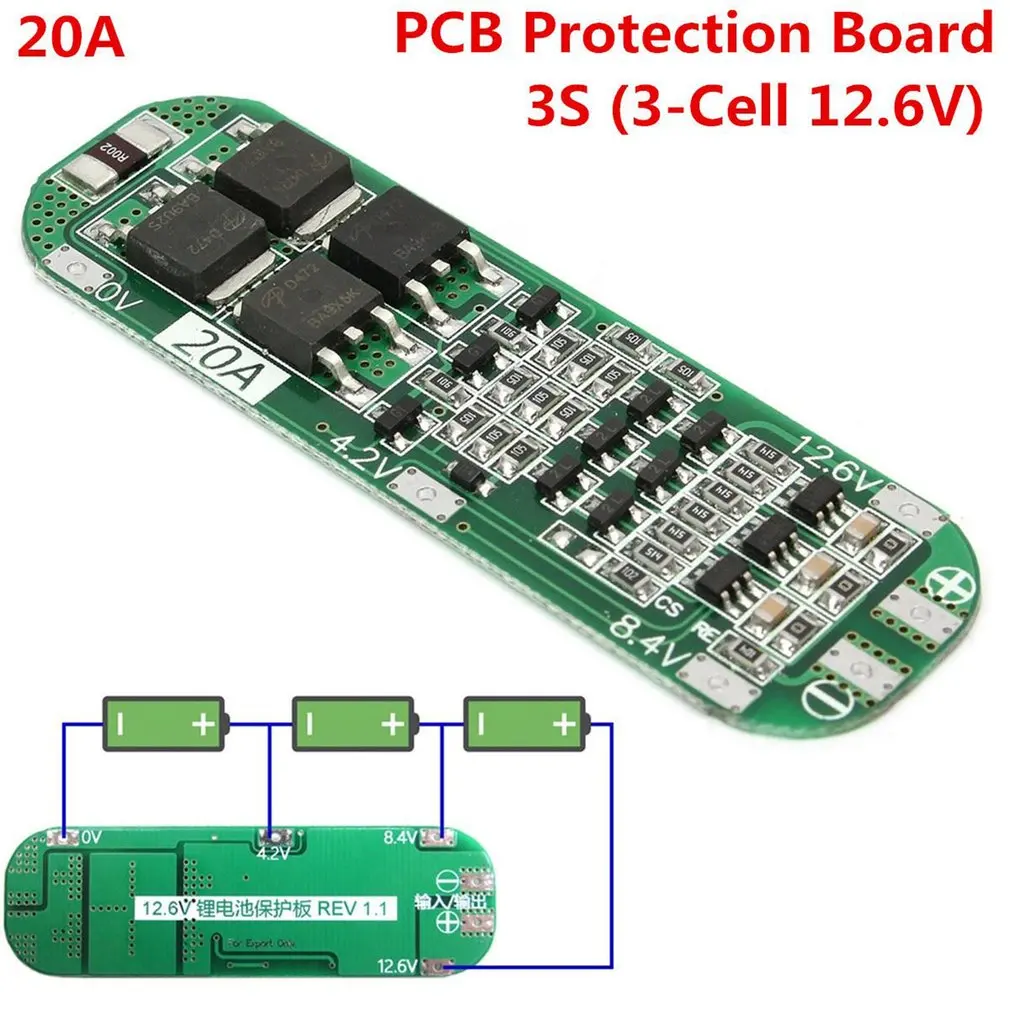 3S 20A Li-ion Lithium Battery 18650 Charger PCB BMS Protection Board 12.6V Cell 59x20x3.4mm Module Professional For Drill Motor
3S 20A Li-ion Lithium Battery 18650 Charger PCB BMS Protection Board 12.6V Cell 59x20x3.4mm Module Professional For Drill Motor