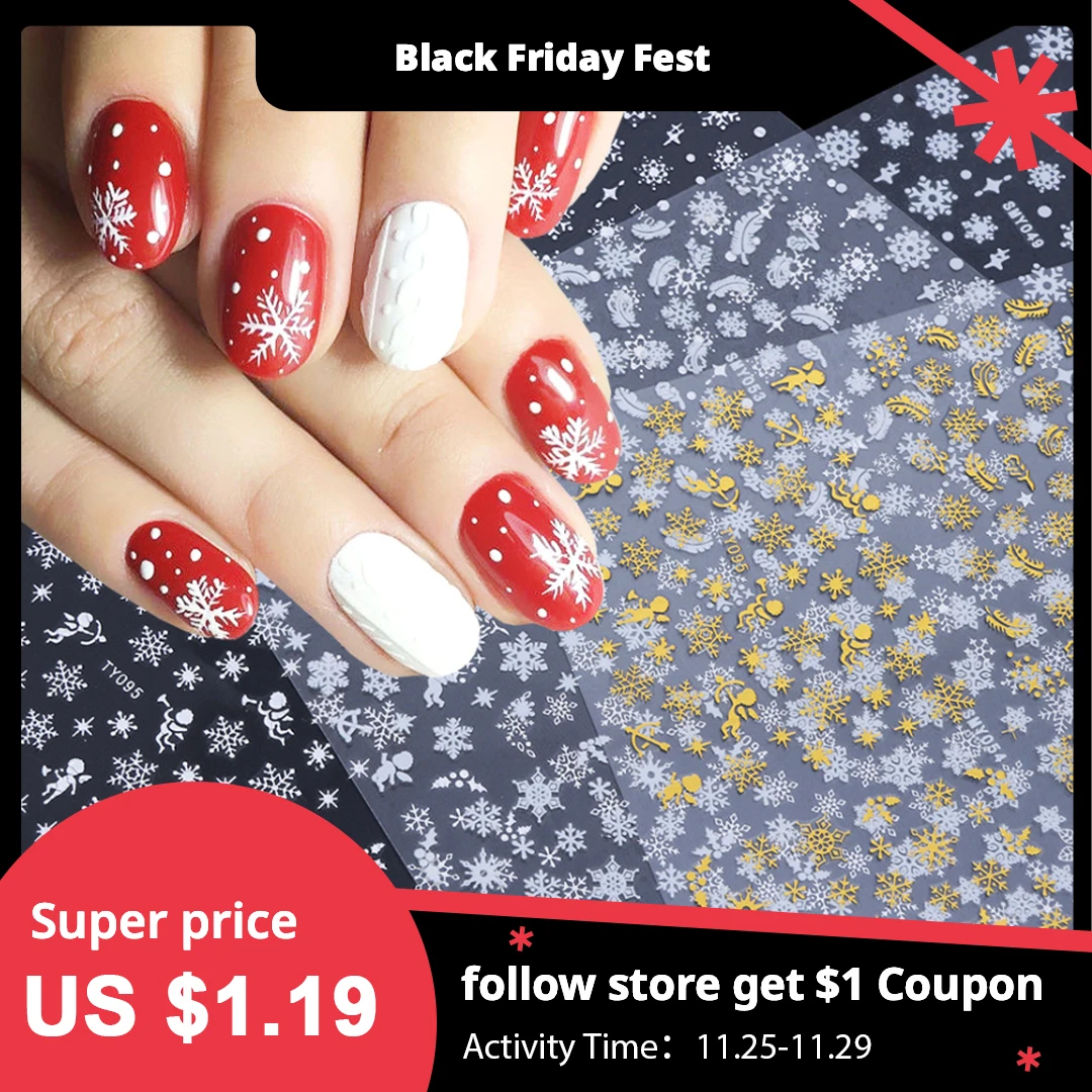 12pcs Gold Silver Christmas Stickers For Nails Winter Snowflake Adhesive Decals New Year Nail Art Decoration Slider LATY/SMY-1
12pcs Gold Silver Christmas Stickers For Nails Winter Snowflake Adhesive Decals New Year Nail Art Decoration Slider LATY/SMY-1
