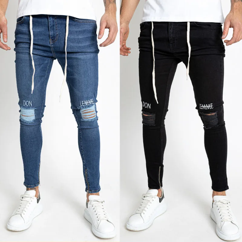 Mens Jeans Hip Hop Moto Biker Skinny Ripped Pure Color Elastic Denim Pants Male Casual Waistline Printing Jogging Pencil Pant
Mens Jeans Hip Hop Moto Biker Skinny Ripped Pure Color Elastic Denim Pants Male Casual Waistline Printing Jogging Pencil Pant