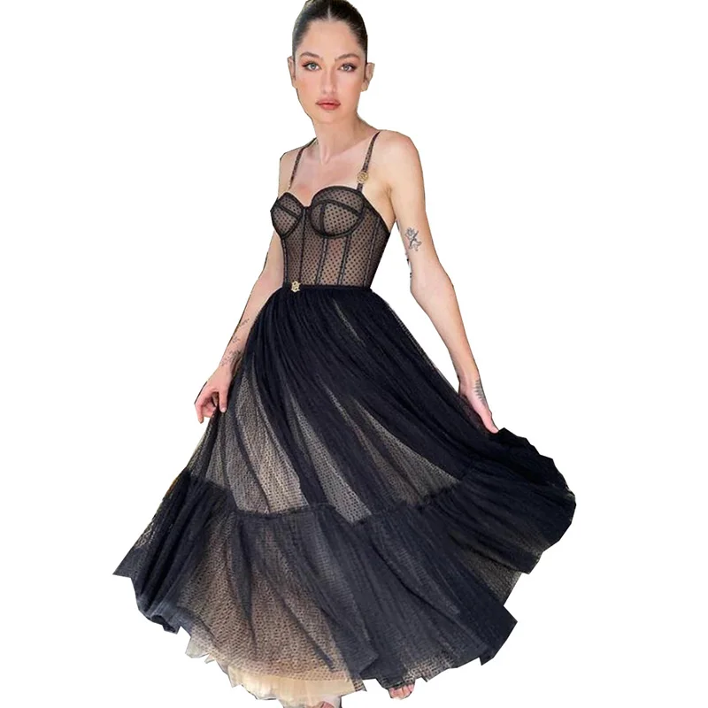 2021 Autumn New Fashion Fluffy Yarn Playing Suspenders Mid Length Skirt Host Evening Dress Sexy Tube Top Black Dress Vestidos 99
2021 Autumn New Fashion Fluffy Yarn Playing Suspenders Mid Length Skirt Host Evening Dress Sexy Tube Top Black Dress Vestidos 99