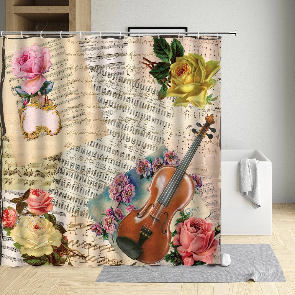 Shower Curtains 3D Instrument Guitar Cello Flower Retro Classic Ancient Yellowed Note Paper Note Bathroom Curtain Home Decor
Shower Curtains 3D Instrument Guitar Cello Flower Retro Classic Ancient Yellowed Note Paper Note Bathroom Curtain Home Decor