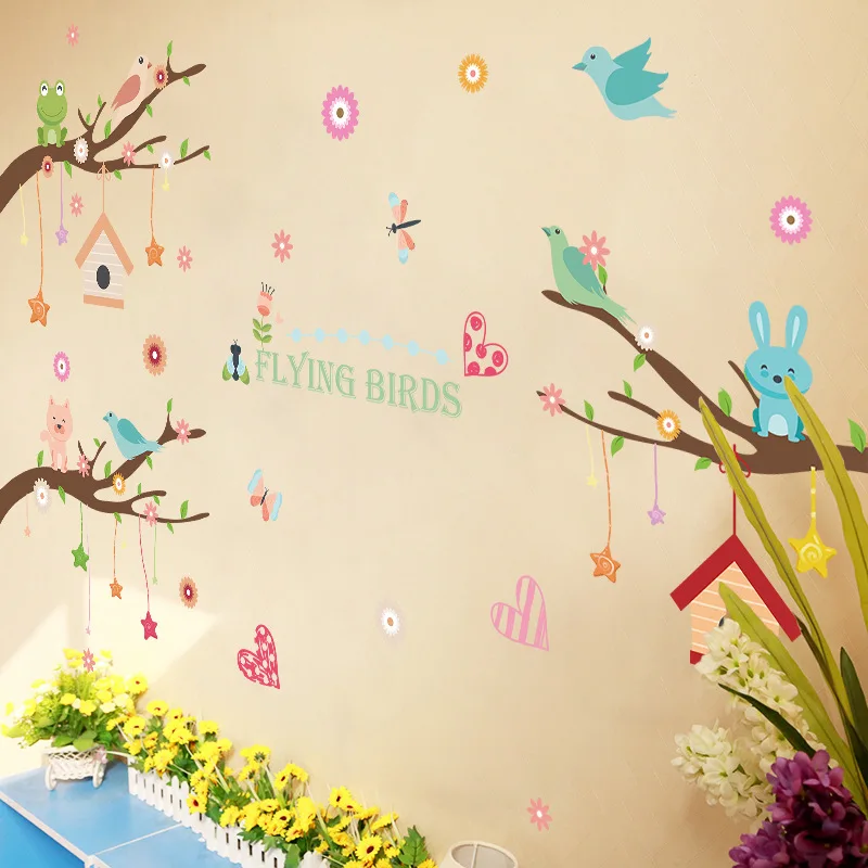 Small animals on the branches of children's room environmental protection plane waterproof wall stickers removable PVC
Small animals on the branches of children's room environmental protection plane waterproof wall stickers removable PVC