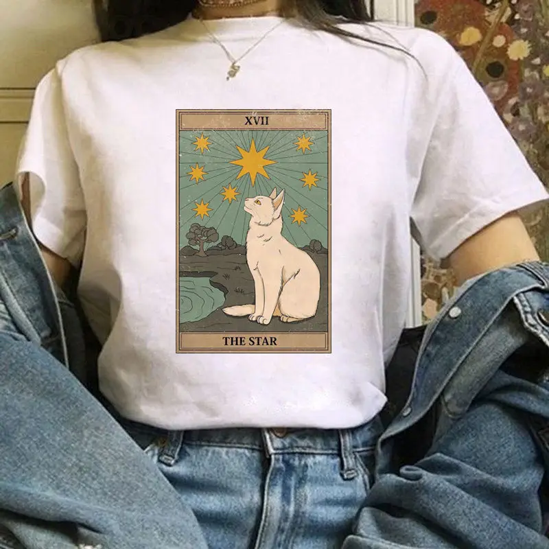 Fashion Tarot Card Cat Ladies Printed T-shirt Women Y2k Top Aesthetic Clothing Ladies Graphic T-shirt Casual Top Clothing Women
Fashion Tarot Card Cat Ladies Printed T-shirt Women Y2k Top Aesthetic Clothing Ladies Graphic T-shirt Casual Top Clothing Women