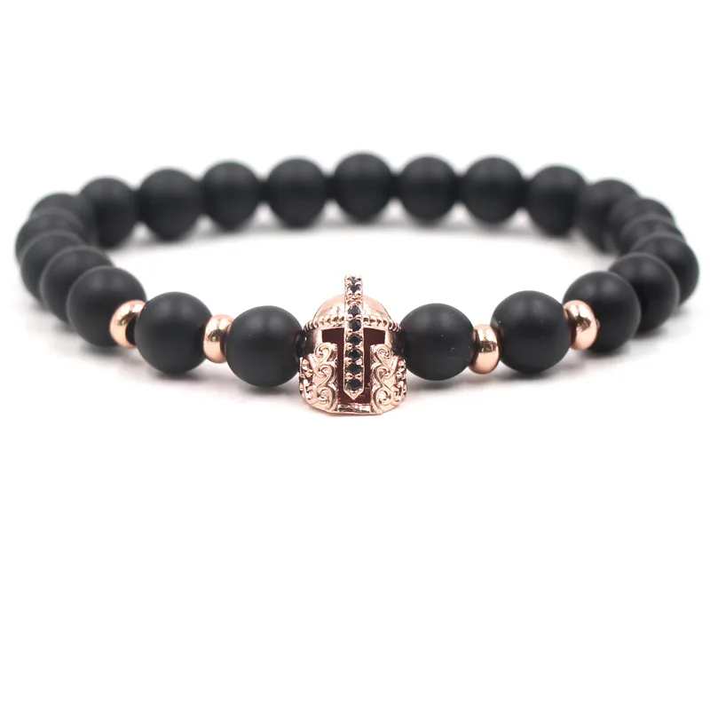 Trendy 8mm Matte Black Stone Beads Bracelet Pave CZ Knight helmet Bracelets for Women&Men Charm Jewelry Elegant Pulseras Gifts 
Trendy 8mm Matte Black Stone Beads Bracelet Pave CZ Knight helmet Bracelets for Women&Men Charm Jewelry Elegant Pulseras Gifts