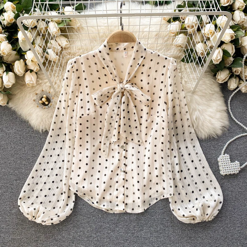 New Autumn Women White Shirts Dot Blouses Casual Loose Long Sleeve Bowknot Chiffon Elegant Office Tops Femme Clothes
New Autumn Women White Shirts Dot Blouses Casual Loose Long Sleeve Bowknot Chiffon Elegant Office Tops Femme Clothes