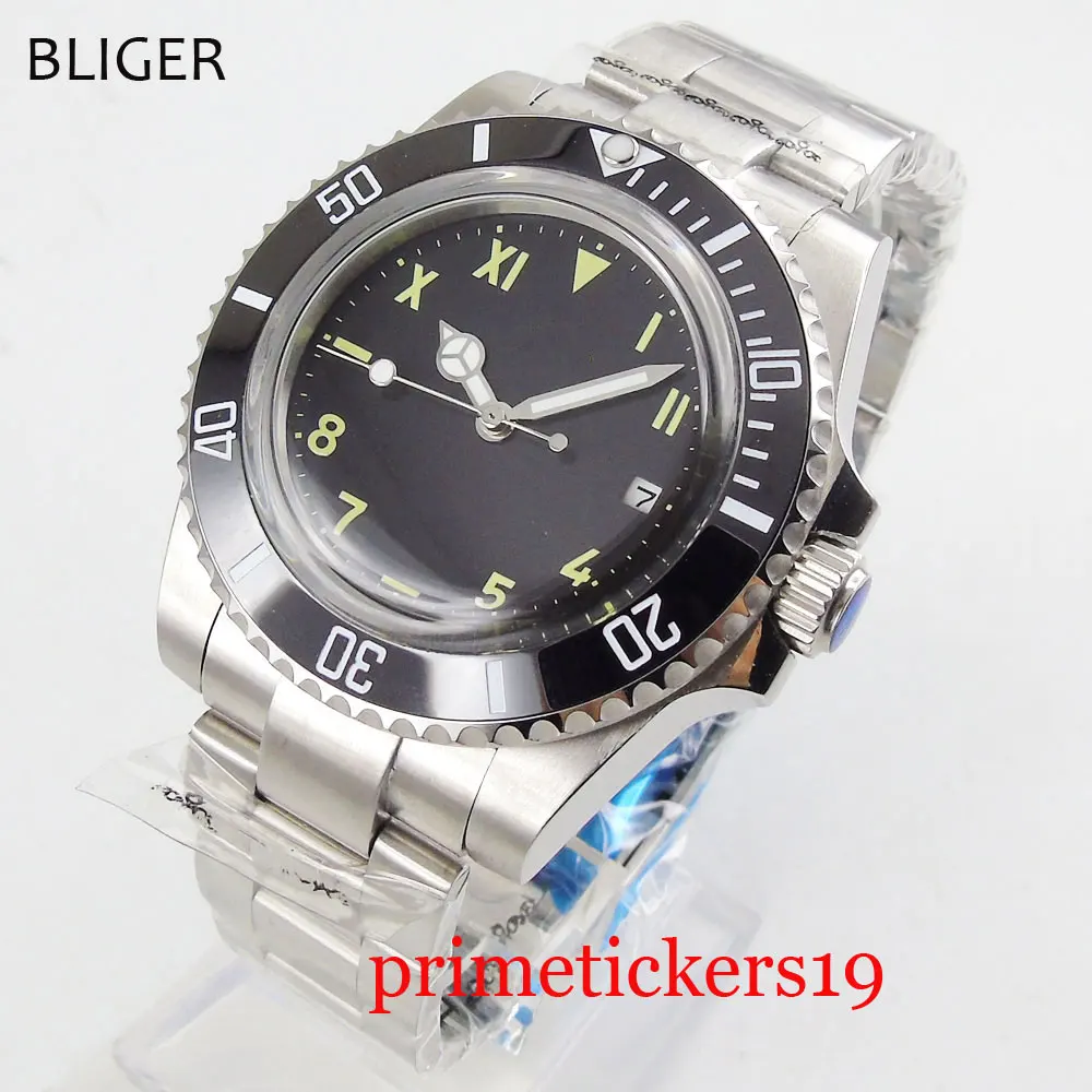 BLIGER no logo automatic men's watch date stainless steel strap black dial round black ceramic bezel wristwatch
BLIGER no logo automatic men's watch date stainless steel strap black dial round black ceramic bezel wristwatch