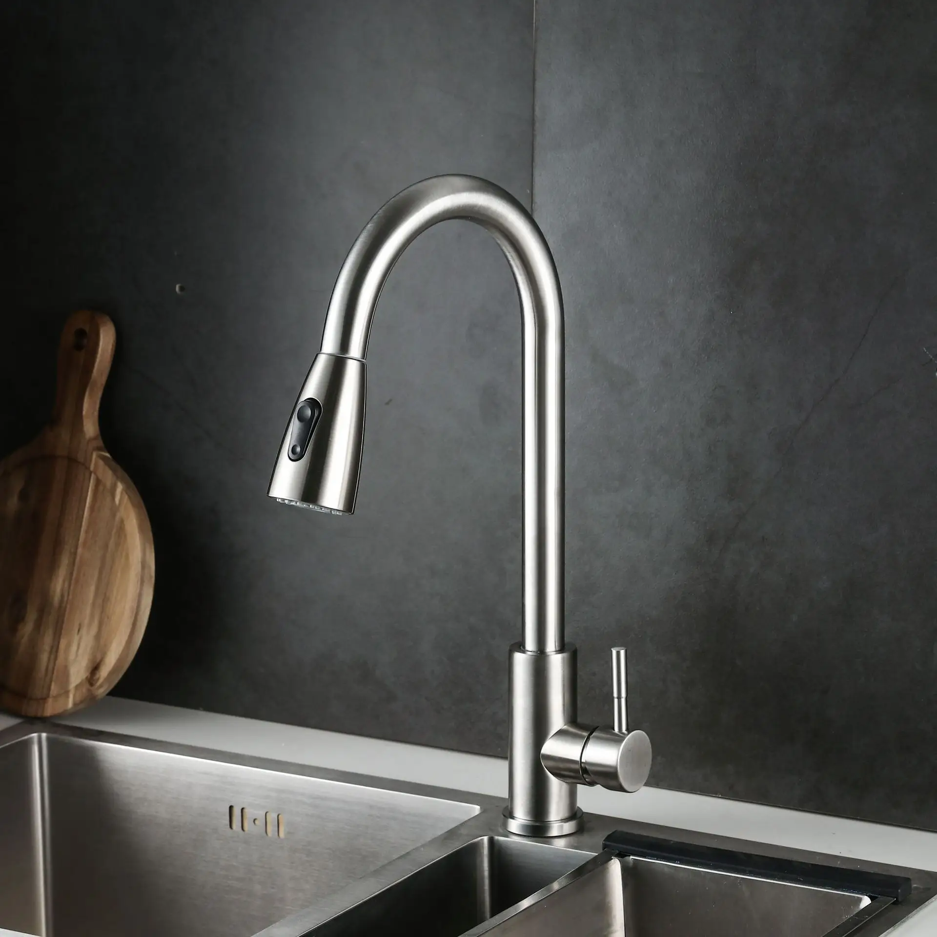Brushed Nickel Kitchen Faucet Single Hole Pull Out Spout Kitchen Sink Mixer Tap Stream Sprayer Head Chrome/Black Mixer Tap
Brushed Nickel Kitchen Faucet Single Hole Pull Out Spout Kitchen Sink Mixer Tap Stream Sprayer Head Chrome/Black Mixer Tap