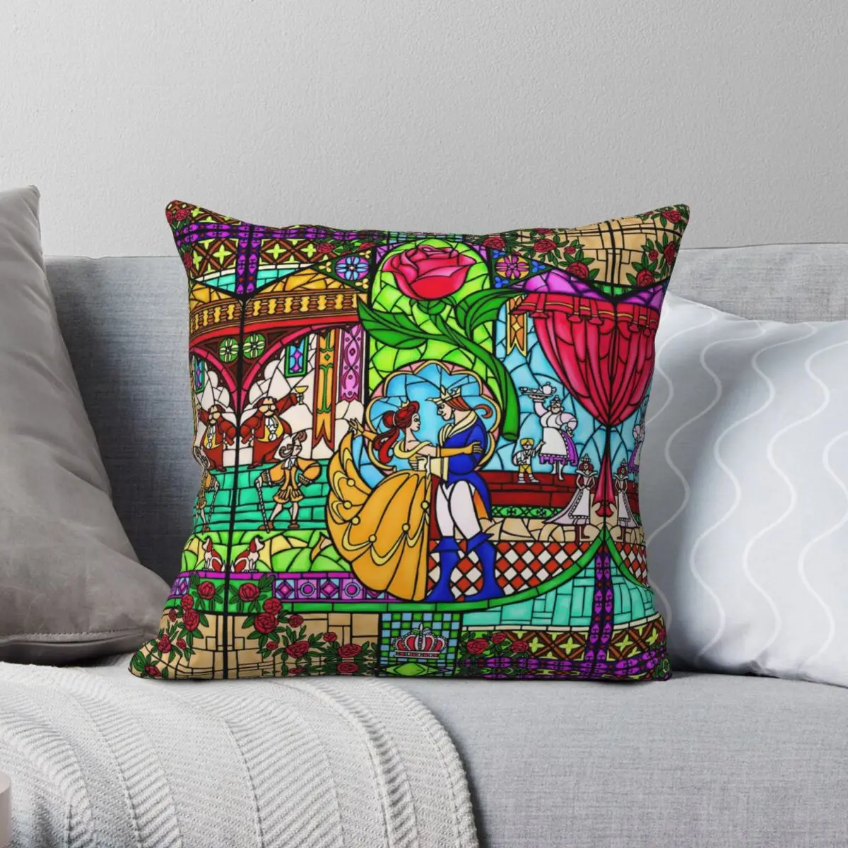 

Patterns Of The Stained Glass Window Square Pillowcase Polyester Linen Velvet Zip Decor Throw Pillow Case Car Cushion Cover 18"