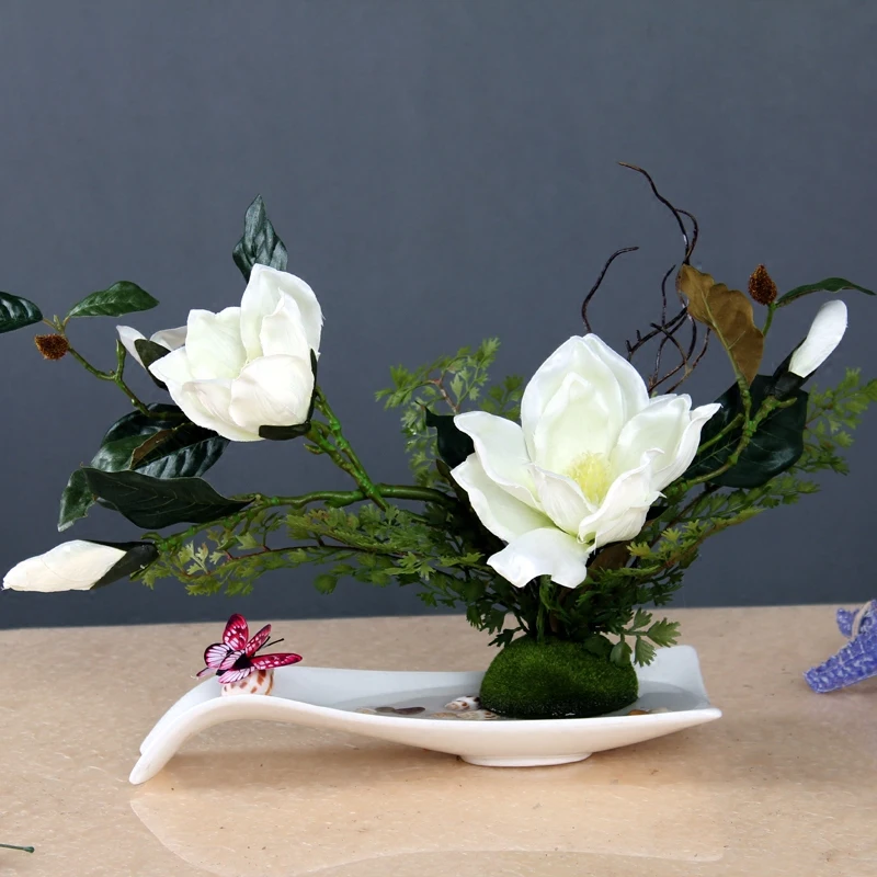 New Chinese Classical Porcelain Vase+Magnolia Fake Flower Figurines Crafts Fake Flower Coffee Hotel Tea Ornament Decoration Art
New Chinese Classical Porcelain Vase+Magnolia Fake Flower Figurines Crafts Fake Flower Coffee Hotel Tea Ornament Decoration Art