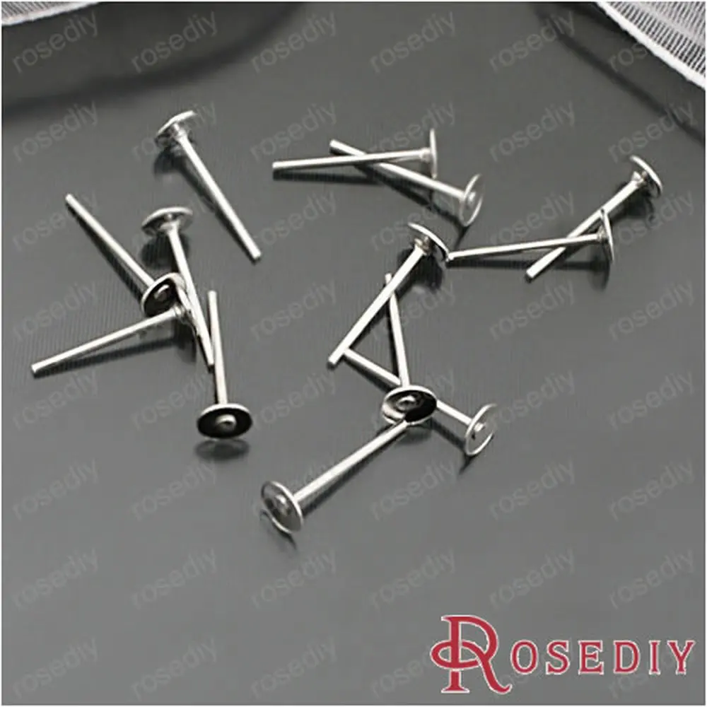 

Wholesale Length 11.5mm Imitation Rhodium Iron Stud Earring with 4mm Paste Settings Diy Jewelry Findings 200 pieces(JM4948)