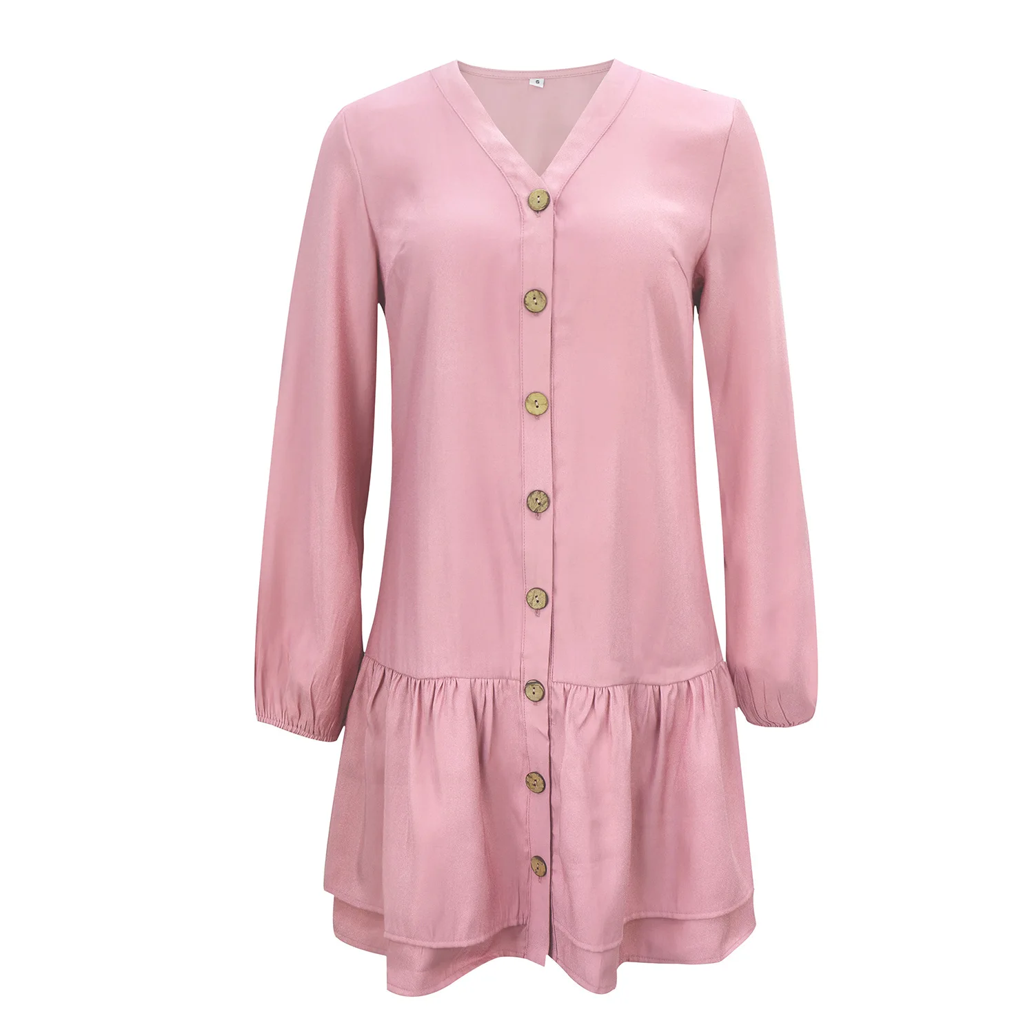 Solid Elegant Women Dress Sexy V-Neck Long Sleeve Button Ruffles Spring Autumn Lady Dresses Vestidos WL331
Solid Elegant Women Dress Sexy V-Neck Long Sleeve Button Ruffles Spring Autumn Lady Dresses Vestidos WL331