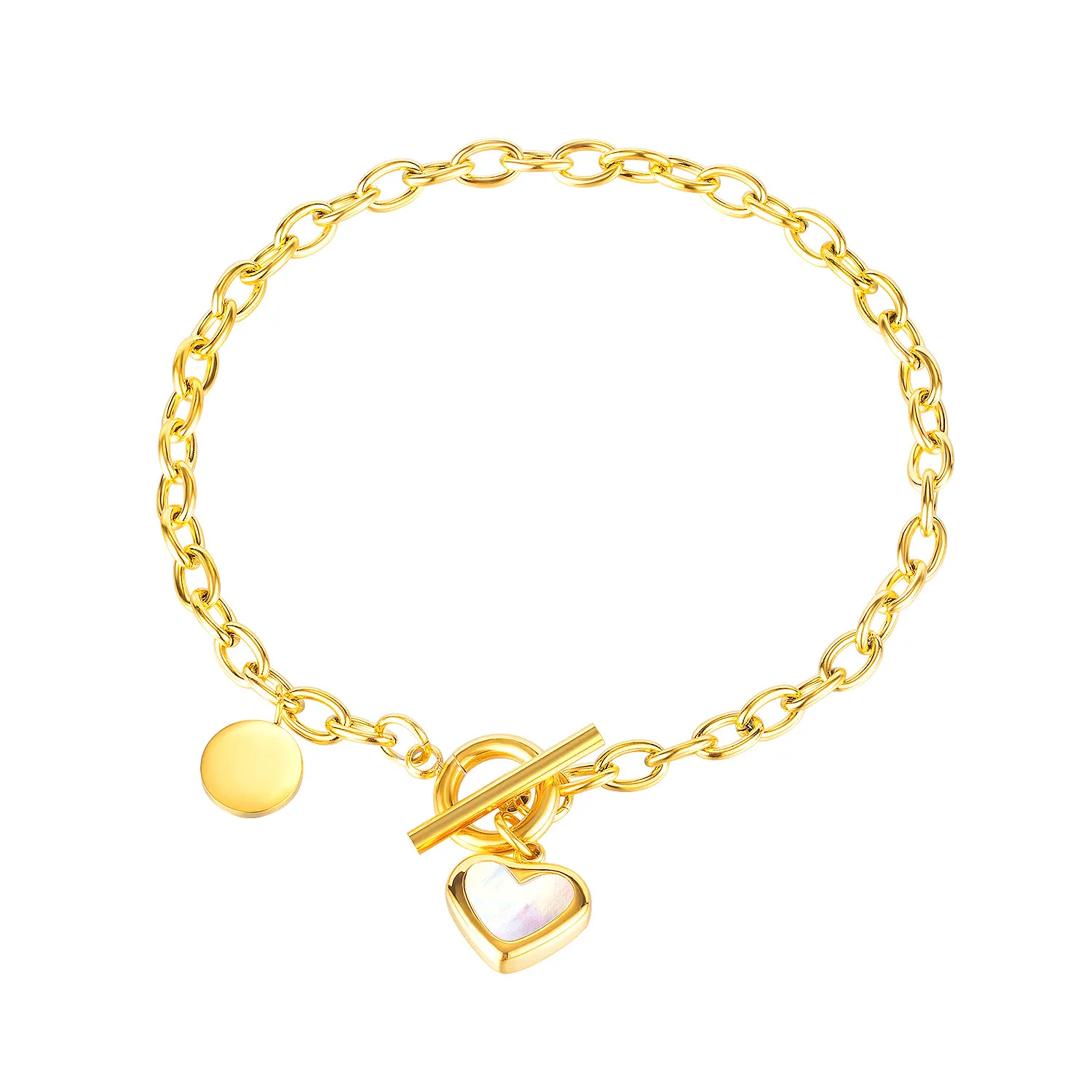 South Korea East Gate simple fashion love shell bracelet small design heart OT buckle stainless steel hand ornaments 
South Korea East Gate simple fashion love shell bracelet small design heart OT buckle stainless steel hand ornaments