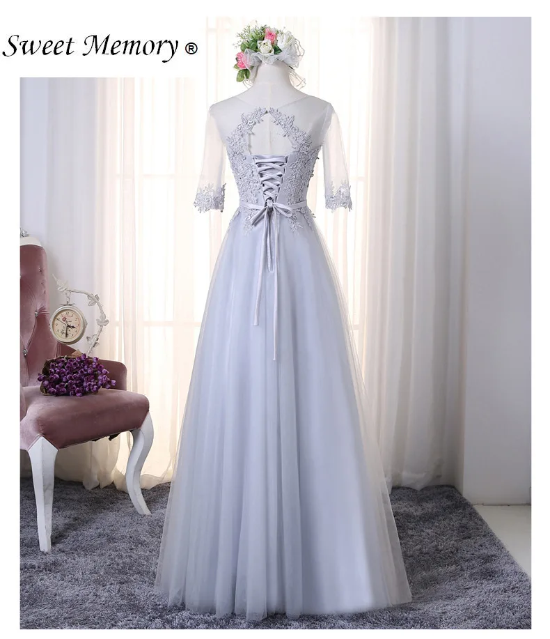 SW19170 Lace Tulle Half Sleeve Grey Bridesmaid Dresses Floor Length Pink Wedding Party Dress for Women
SW19170 Lace Tulle Half Sleeve Grey Bridesmaid Dresses Floor Length Pink Wedding Party Dress for Women