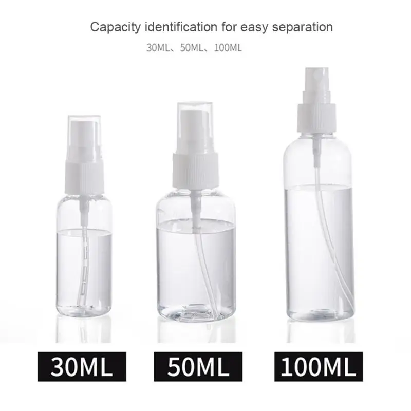 

1PC Transparent Empty Spray Bottles 30ml/50ml/100ml Portable Refillable Bottle Cosmetic Hand Sanitizer Alcohol Dispenser