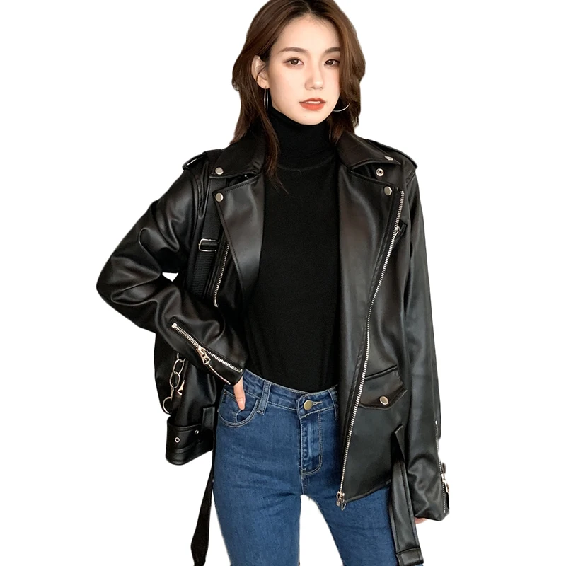 Женская короткая мотоциклетная куртка, черная кожаная куртка-бомбер из искусственной кожи, Осень-зима 2020
Женская короткая мотоциклетная куртка, черная кожаная куртка-бомбер из искусственной кожи, Осень-зима 2020