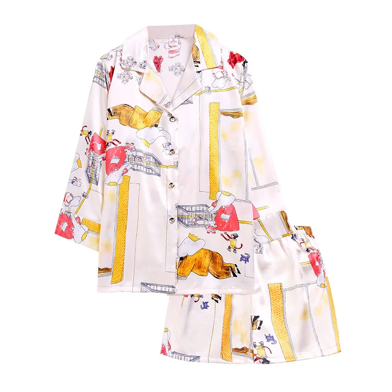 Silk Pajamas Pijama Women 2 Piece Set De Mujer Satin Pajamas Loungewear Spodenki Ropa De Verano Mujer Plus Size Pajamas Homewear
Silk Pajamas Pijama Women 2 Piece Set De Mujer Satin Pajamas Loungewear Spodenki Ropa De Verano Mujer Plus Size Pajamas Homewear