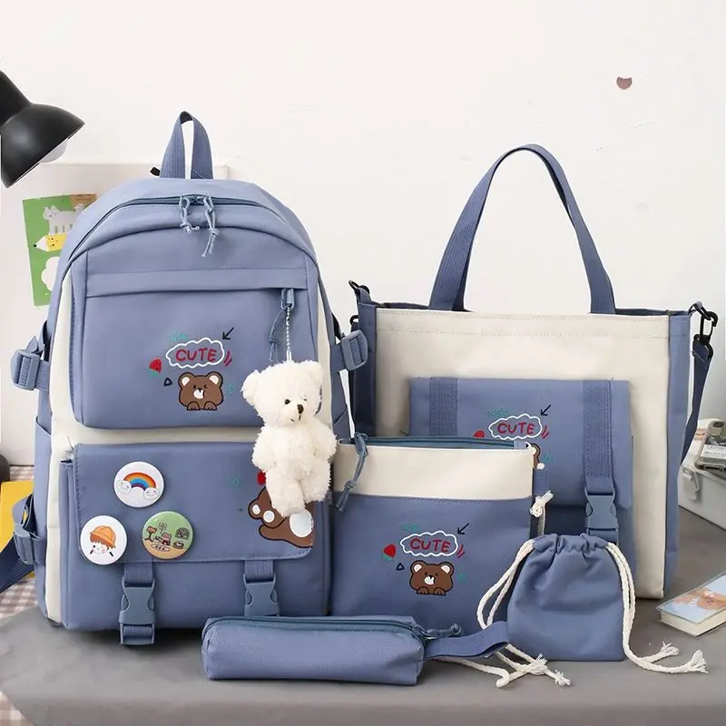 5 Pcs Sets Canvas Schoolbag Female Elementary School Students Junior High School Large-capacity Girls Net Red Backpack
5 Pcs Sets Canvas Schoolbag Female Elementary School Students Junior High School Large-capacity Girls Net Red Backpack