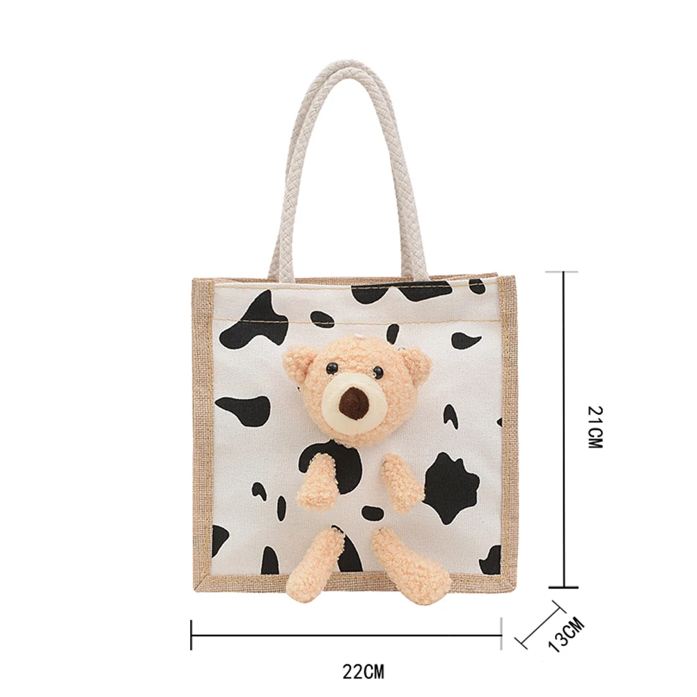 Casual Cute Bear Doll Linen Handbag Women Fashion Cow Pattern Top-Handle Present Pouch Portable Large Capacity Gift Packing Bags
Casual Cute Bear Doll Linen Handbag Women Fashion Cow Pattern Top-Handle Present Pouch Portable Large Capacity Gift Packing Bags