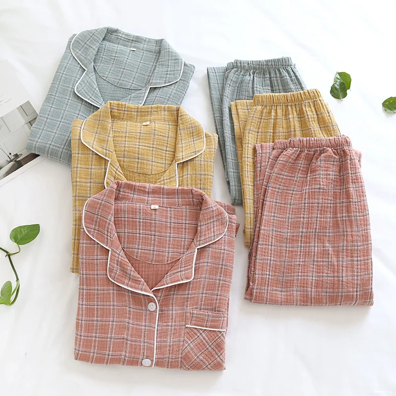 Fashion Spring and Autumn Couples Cotton Pajamas Suit Double Gauze Four Seasons Can Wear Home Clothes Large Size Men and Women
Fashion Spring and Autumn Couples Cotton Pajamas Suit Double Gauze Four Seasons Can Wear Home Clothes Large Size Men and Women