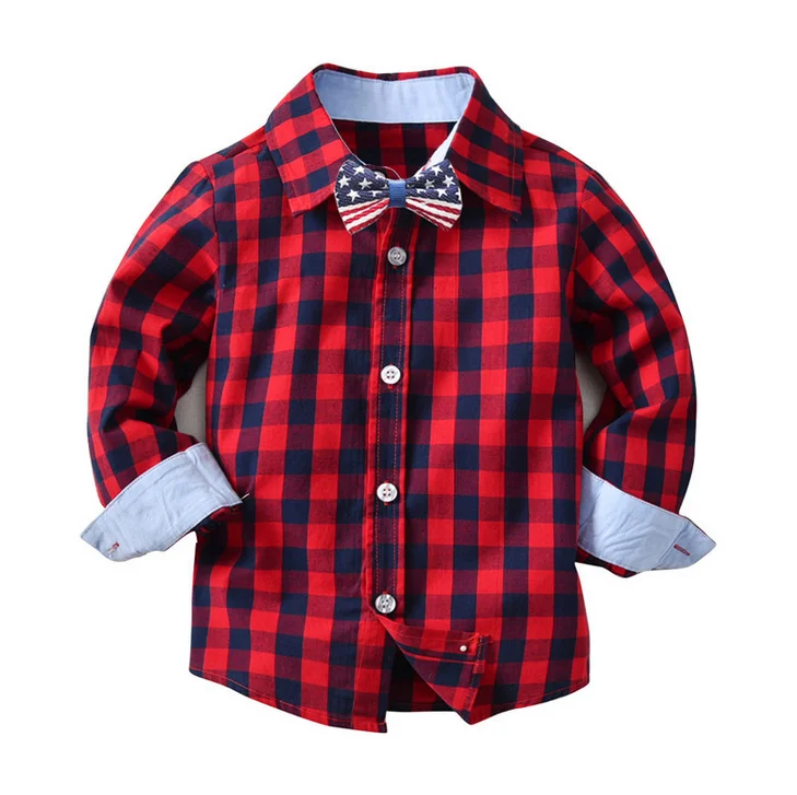 Little Boys Long Sleeve Shirt Creative Red/White Blue Plaid Pattern Lapel Single-breasted Top with Bow Tie Children Clothes
Little Boys Long Sleeve Shirt Creative Red/White Blue Plaid Pattern Lapel Single-breasted Top with Bow Tie Children Clothes