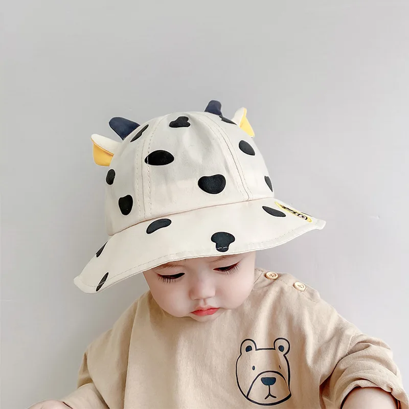 

Spring Autumn Cow Baby Fisherman Hat Cute Cartoon Cow Bucket Hat Outdoor Beach Camping Fishing Casual Panama Cap Bonnets Beanie