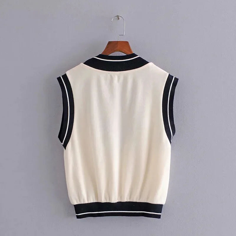 Women's Sweaters Striped Vest Knitted Tops White Jumpers Female Sleeveless Knitwear Vintage Clothes Sweater Loose Za Spring trf
Women's Sweaters Striped Vest Knitted Tops White Jumpers Female Sleeveless Knitwear Vintage Clothes Sweater Loose Za Spring trf