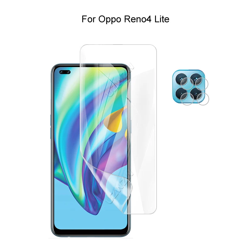 Для Oppo Reno4 Lite Защита камеры и защита экрана HD Гидрогелевая пленка мягкая 3D полное