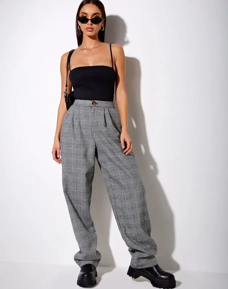 Women Pleated Loose Lady Harem Pants Elegant Full Length Plaid Pants Casual Houndstooth Wool Long Trousers
Women Pleated Loose Lady Harem Pants Elegant Full Length Plaid Pants Casual Houndstooth Wool Long Trousers