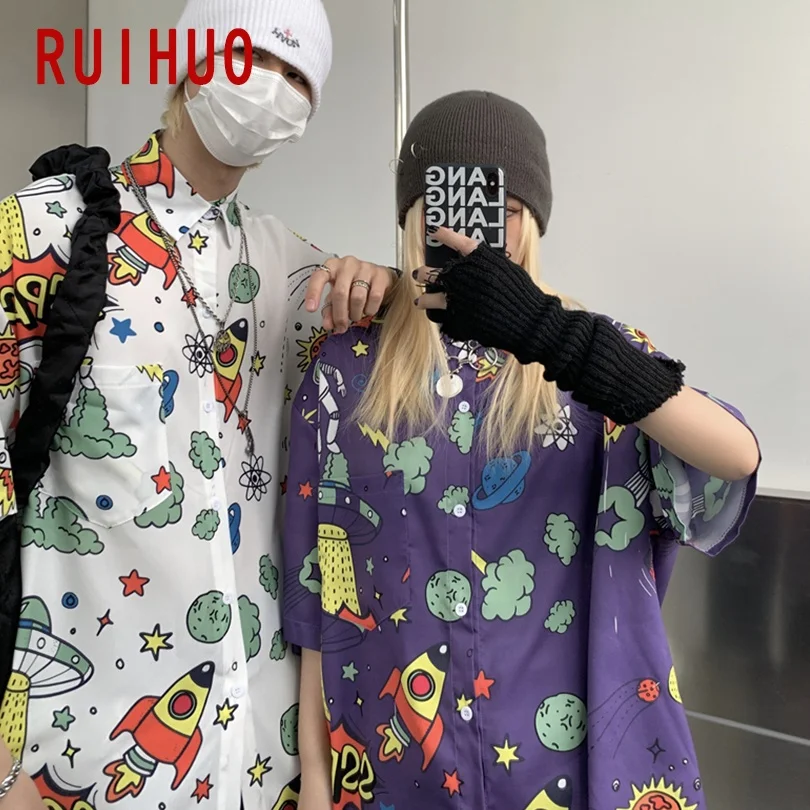 RUIHUO Cartoon Print Casual Shirts For Men Clothing Harujuku Casual Man Shirt Short Sleeve M-2XL 2021 New Arrivals
RUIHUO Cartoon Print Casual Shirts For Men Clothing Harujuku Casual Man Shirt Short Sleeve M-2XL 2021 New Arrivals