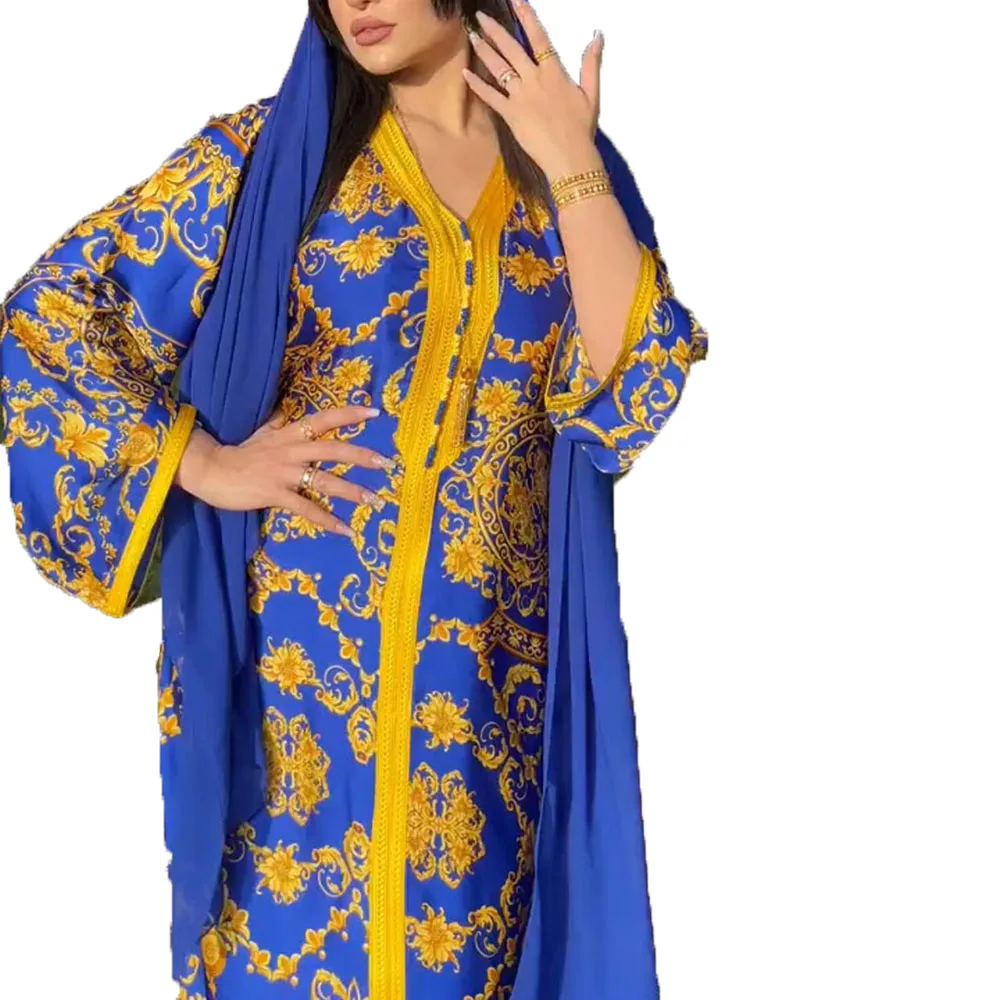Arab Women's Muslim Robe Middle East 2021 Summer New Fashion Printing Oversize Loose Casual V-neck Long Sleeve
Arab Women's Muslim Robe Middle East 2021 Summer New Fashion Printing Oversize Loose Casual V-neck Long Sleeve