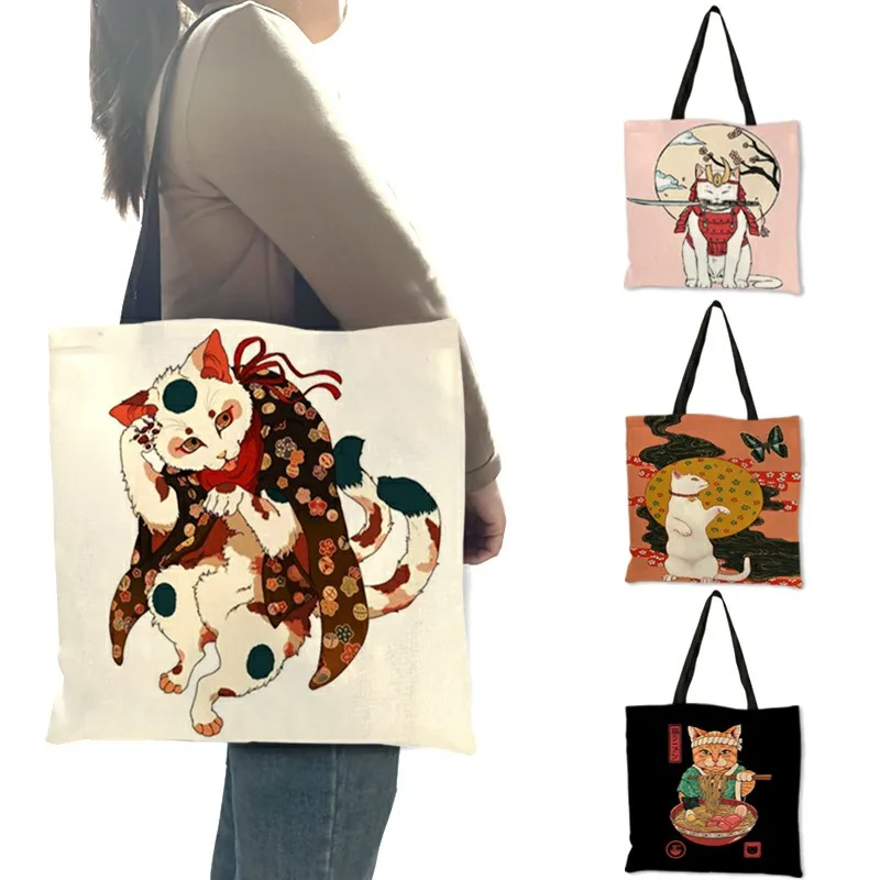Traditional Japanese Ukiyoe Print Tote Bag Cat Demon Pattern Women Handbag Shoulder Bags Eco Reusable Shopping Bags B06128 
Traditional Japanese Ukiyoe Print Tote Bag Cat Demon Pattern Women Handbag Shoulder Bags Eco Reusable Shopping Bags B06128