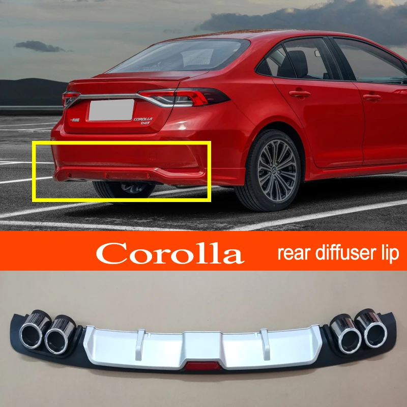 Задний бампер Corolla 2019 + ABS пластик серебристый/черный Автомобильный задний