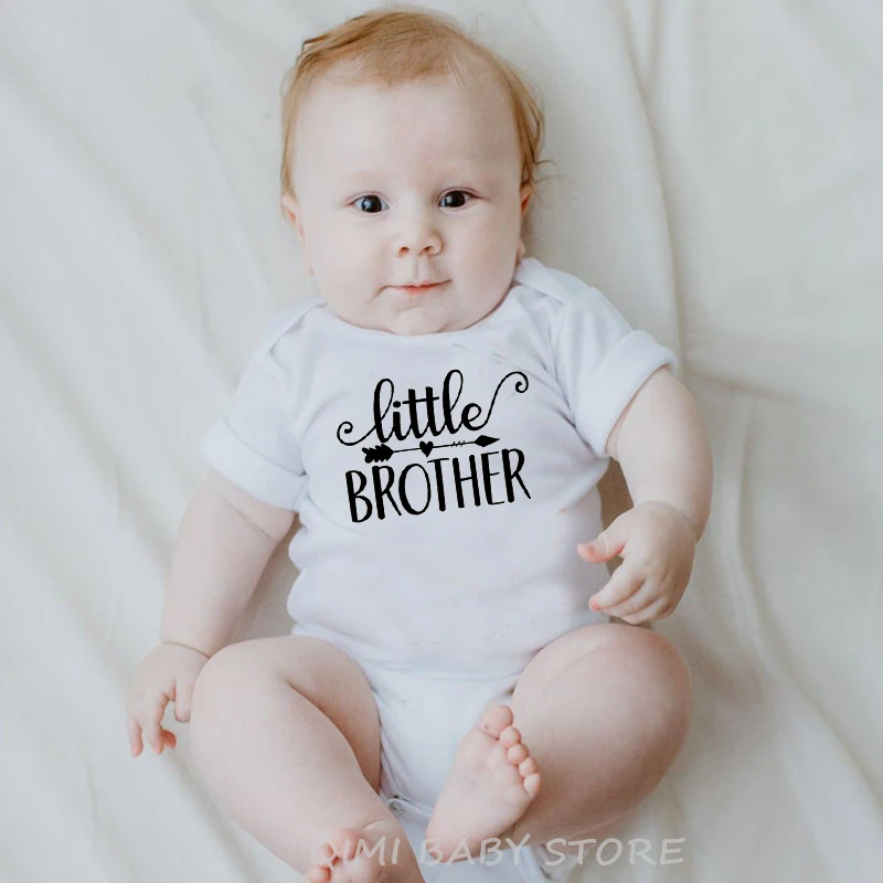 Hot Wholesale Cotton Little Brother Romper Big Sister Tshirt Family Matching Clothes Infant Baby Boys Girls Short Sleeve Outfit | Мать и