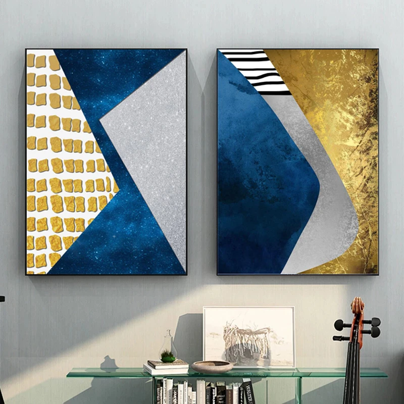 Nordic Abstract Blue Gold Geometric Canvas Painting Wall Art Posters Prints Wall Pictures for Living Room Home Cuadros Decor
Nordic Abstract Blue Gold Geometric Canvas Painting Wall Art Posters Prints Wall Pictures for Living Room Home Cuadros Decor