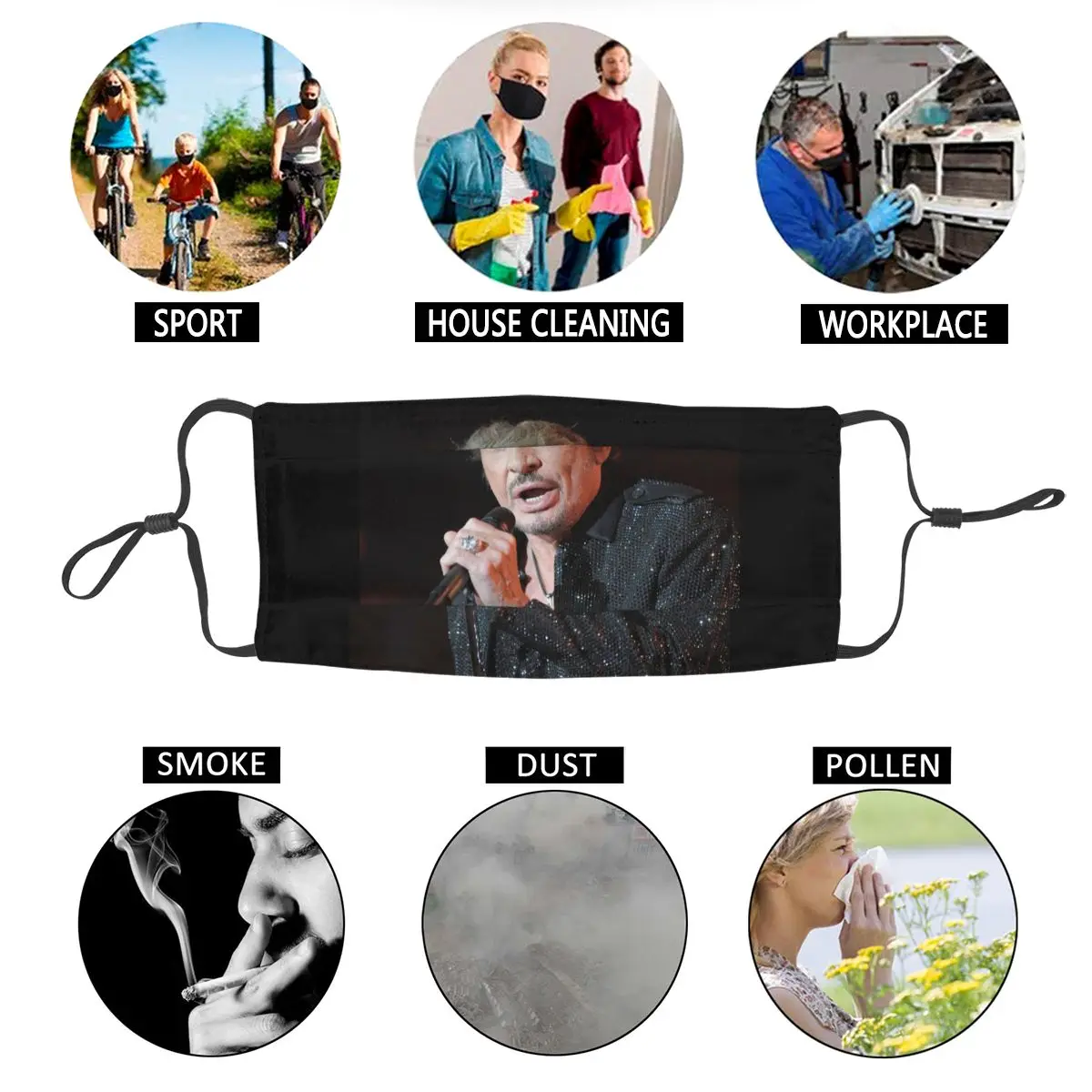 Johnny Hallyday Unisex Non-Disposable Face Mask French Rock Singer Anti Haze Dustproof Protection Cover Respirator
Johnny Hallyday Unisex Non-Disposable Face Mask French Rock Singer Anti Haze Dustproof Protection Cover Respirator